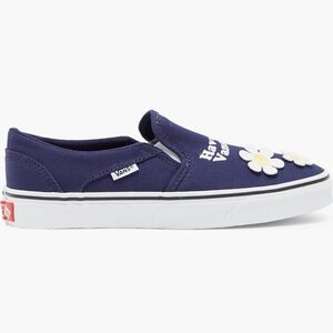 Vans Floral Navy Canvas Slip On Shoes